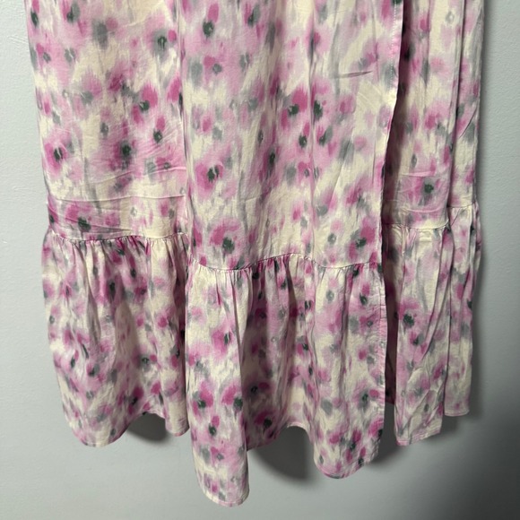 Paris Atelier & Other Stories Pink Watercolor Floral Cotton Wrap Midi Dress 8 - Picture 7 of 12